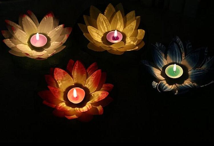 Romantic Lotus Lamps Wishing Water Floating Candle Light Birthday Wedding Party Decoration Lotus LED Candle Floating Candle Lights Up When It Meets Water Battery Powered Flameless Candle Light Waterproof Night Light For Festival Wedding Home Garden Pond