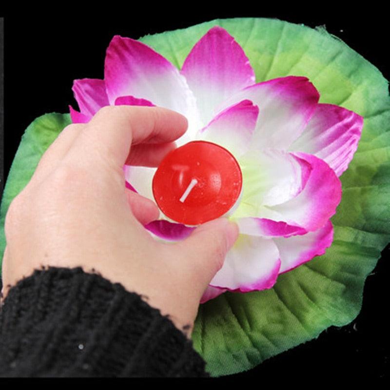 Romantic Lotus Lamps Wishing Water Floating Candle Light Birthday Wedding Party Decoration Lotus LED Candle Floating Candle Lights Up When It Meets Water Battery Powered Flameless Candle Light Waterproof Night Light For Festival Wedding Home Garden Pond