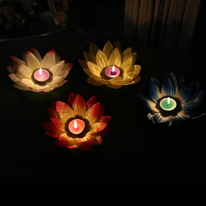 Romantic Lotus Lamps Wishing Water Floating Candle Light Birthday Wedding Party Decoration Lotus LED Candle Floating Candle Lights Up When It Meets Water Battery Powered Flameless Candle Light Waterproof Night Light For Festival Wedding Home Garden Pond