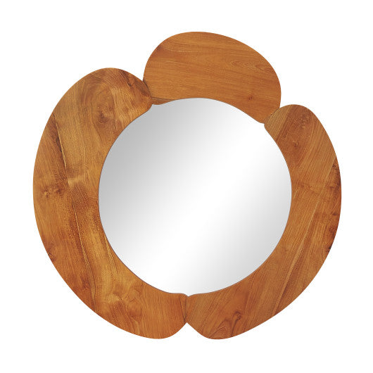 29 Inch Rustic Hanging Vanity Mirror with Teak Wood Frame