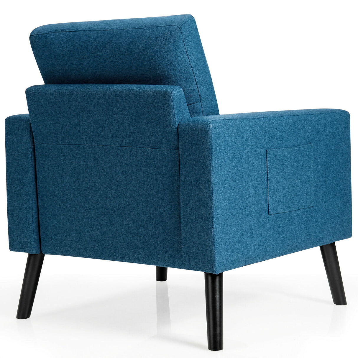 Mid-Century Upholstered Armchair Club Chair with Rubber Wood Legs-Gray