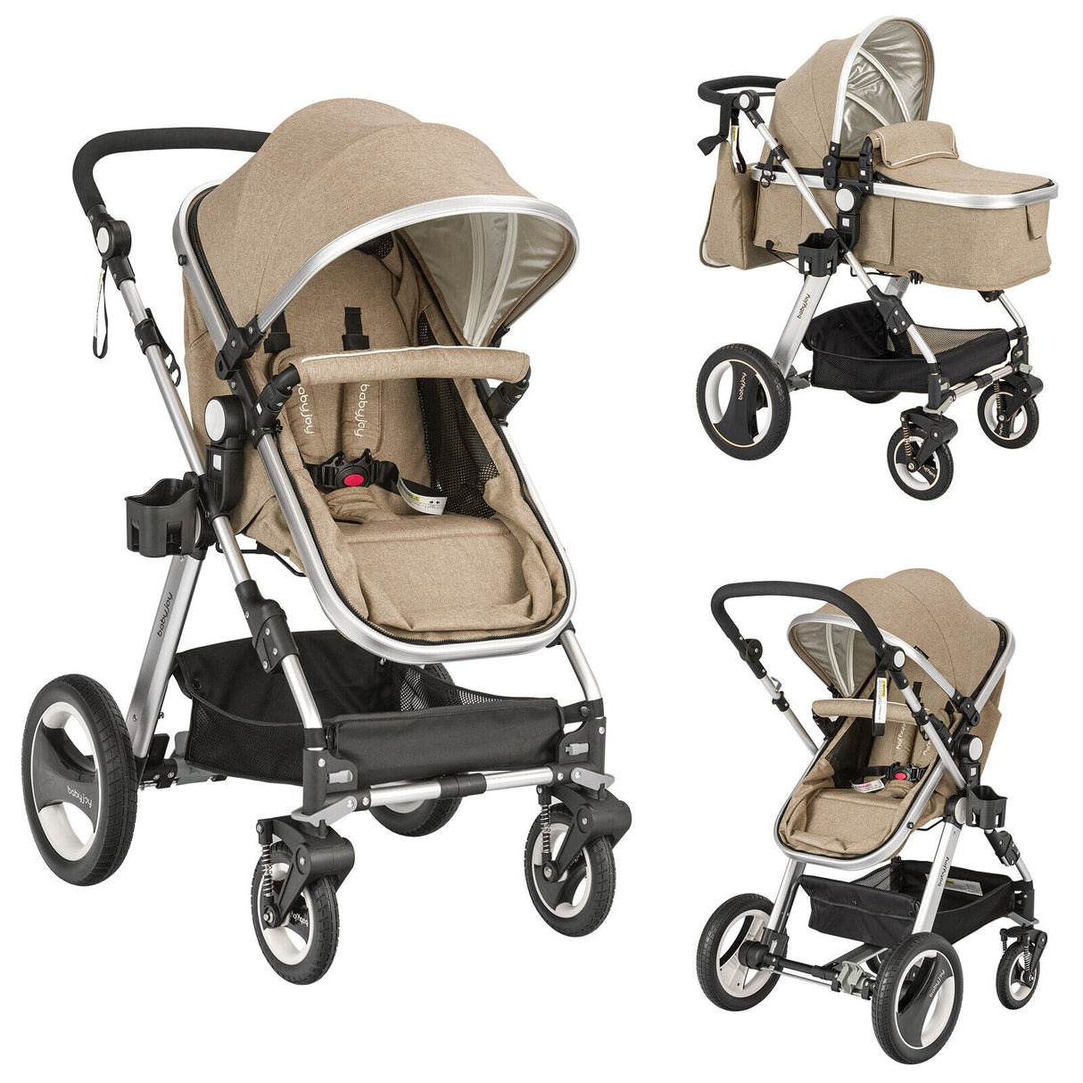 Folding Aluminum Baby Stroller Baby Jogger with Diaper Bag-Blue