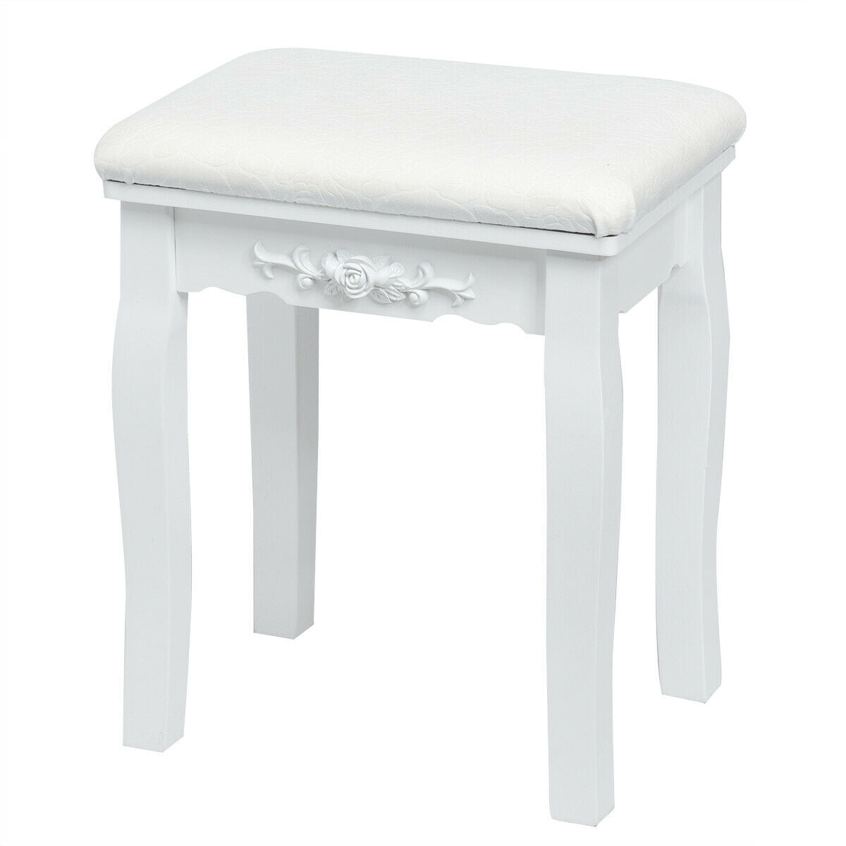 10 Dimmable Lights Vanity Table Set with Lighted Mirror and Cushioned Stool-White