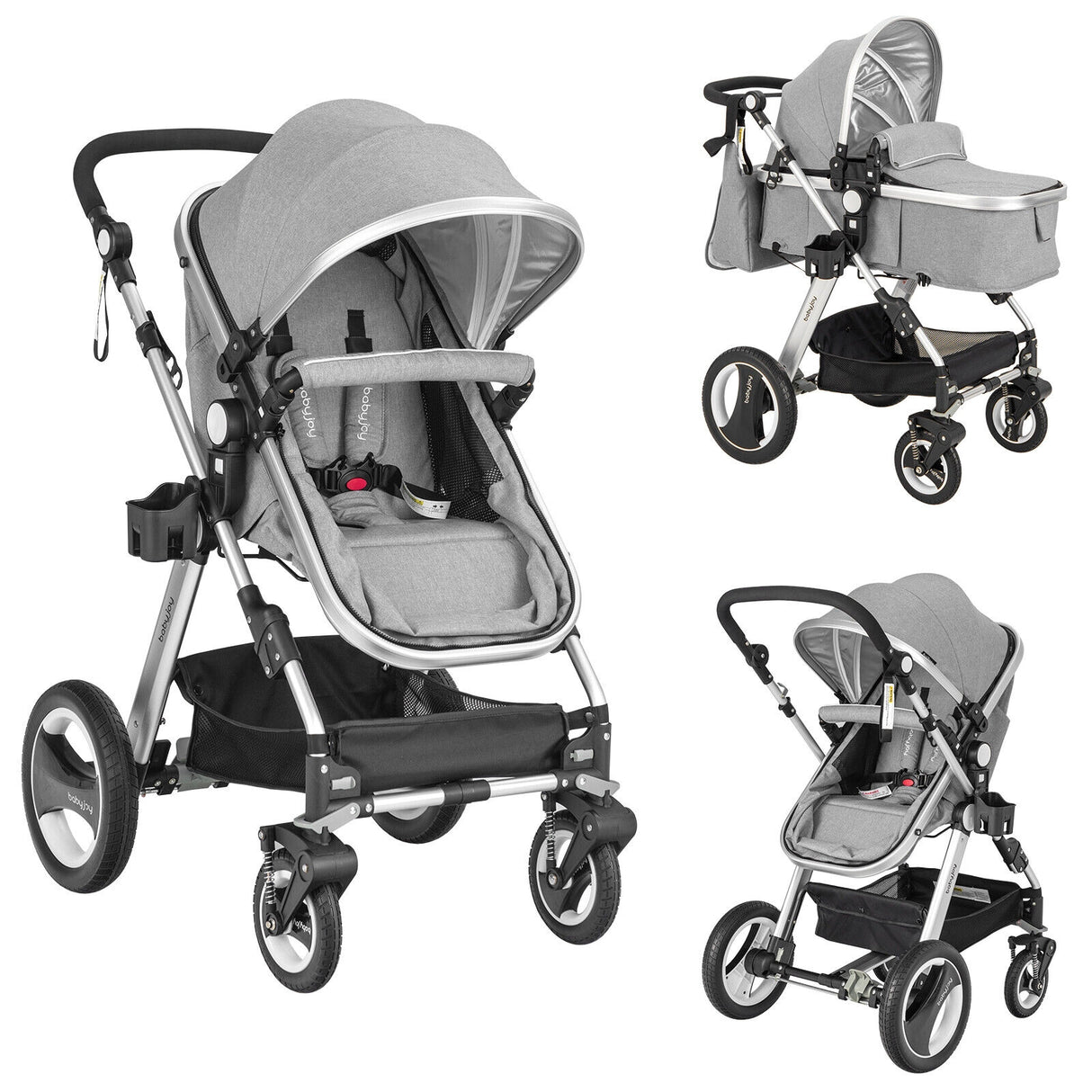 Folding Aluminum Baby Stroller Baby Jogger with Diaper Bag-Blue