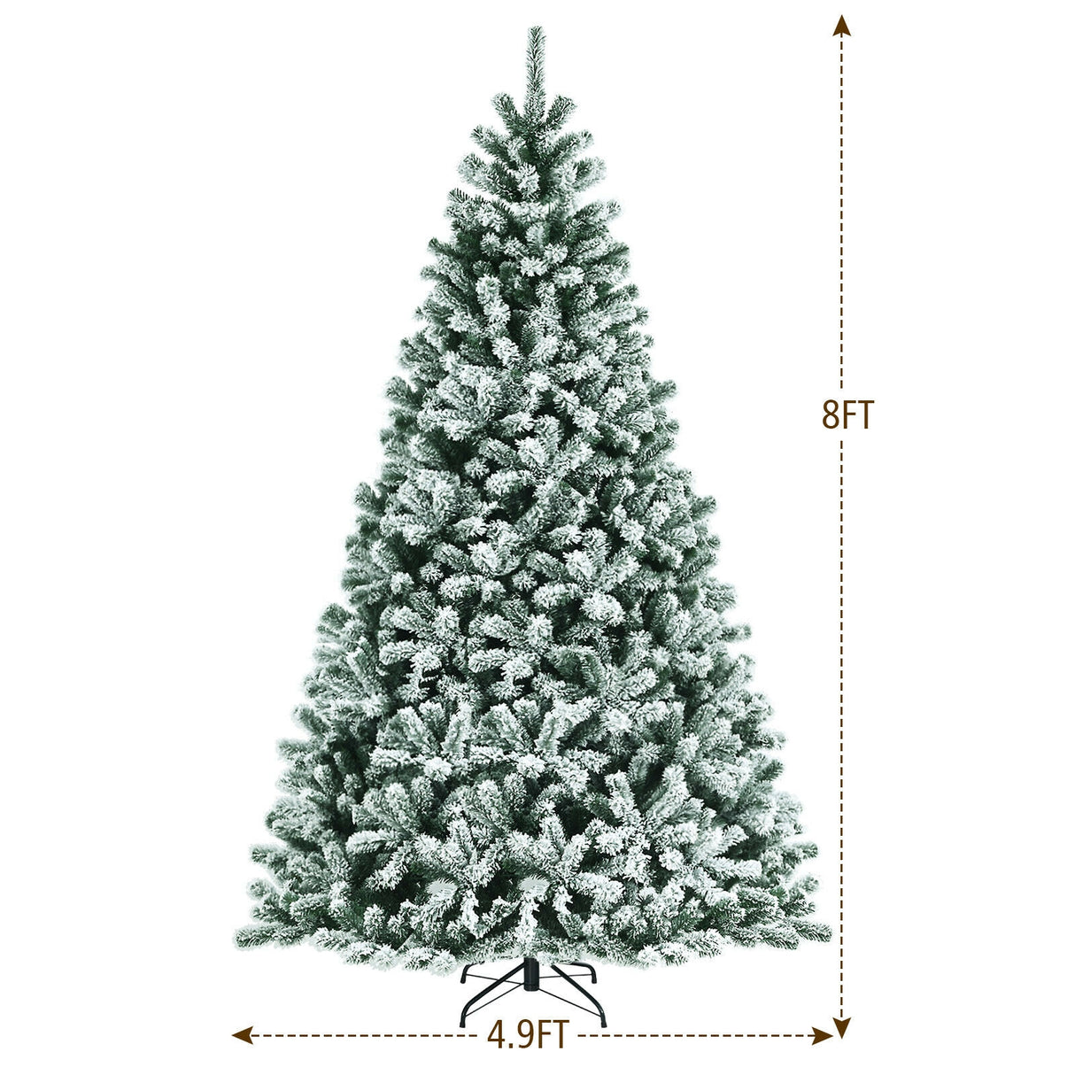 6 Feet Pre-lit Snow Flocked Hinged Christmas Tree with 928 Tips and Metal Stand-6 ft