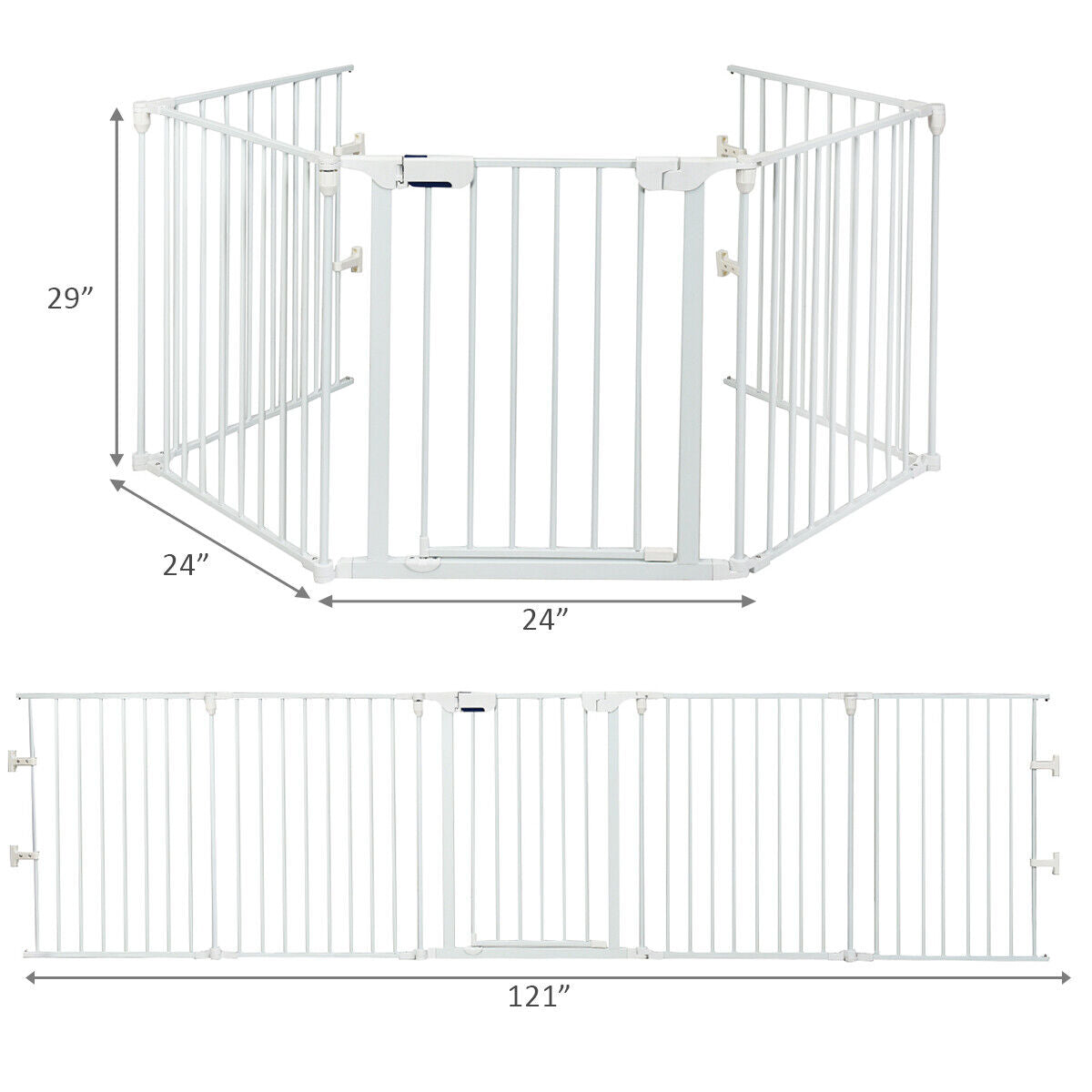115 Inch Length 5 Panel Adjustable Wide Fireplace Fence-Black