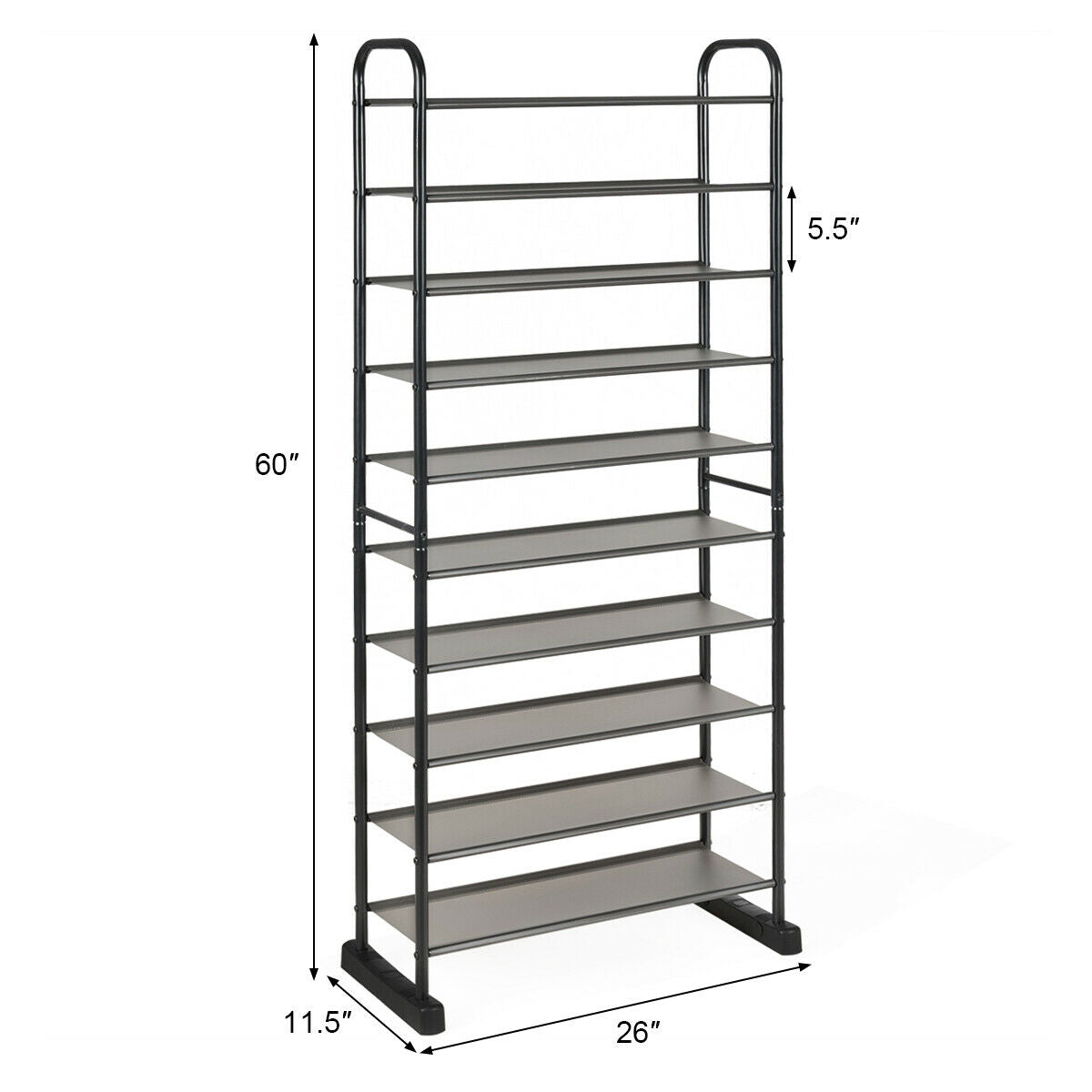 10-Tier Free-Standing Metal Frame Shoe Rack by DirectDeals