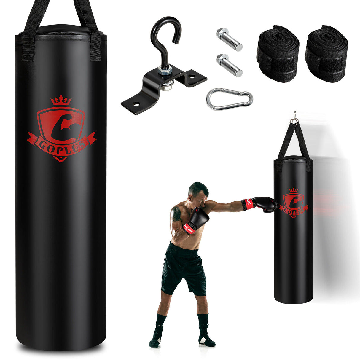 Filled Punching Bag Set for Adults- 56 lbs