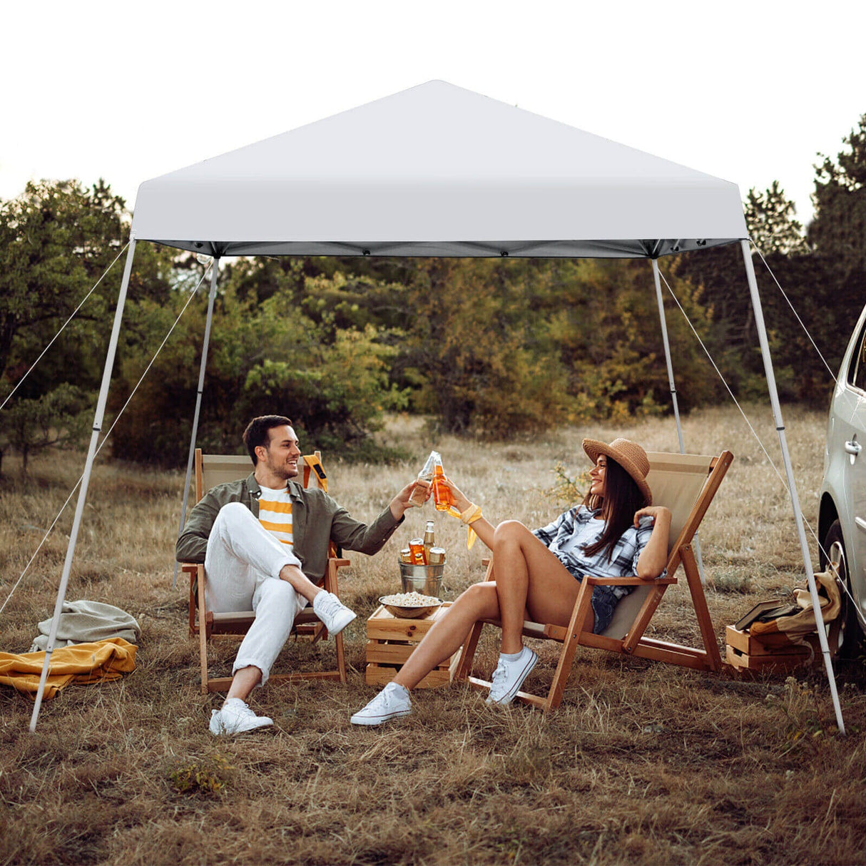 10 x 10 Feet Outdoor Instant Pop-up Canopy with Carrying Bag-White by DirectDeals