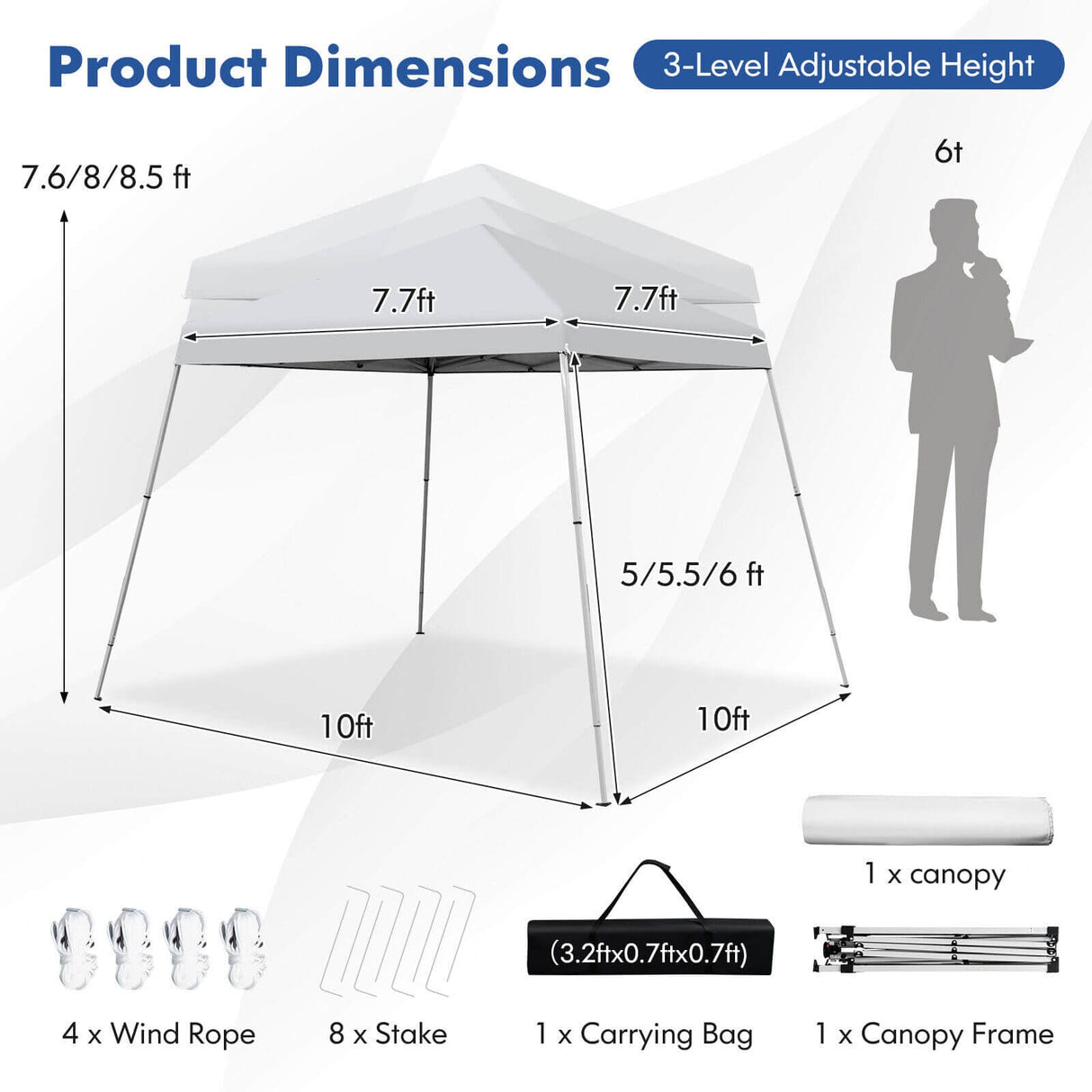 10 x 10 Feet Outdoor Instant Pop-up Canopy with Carrying Bag-White by DirectDeals