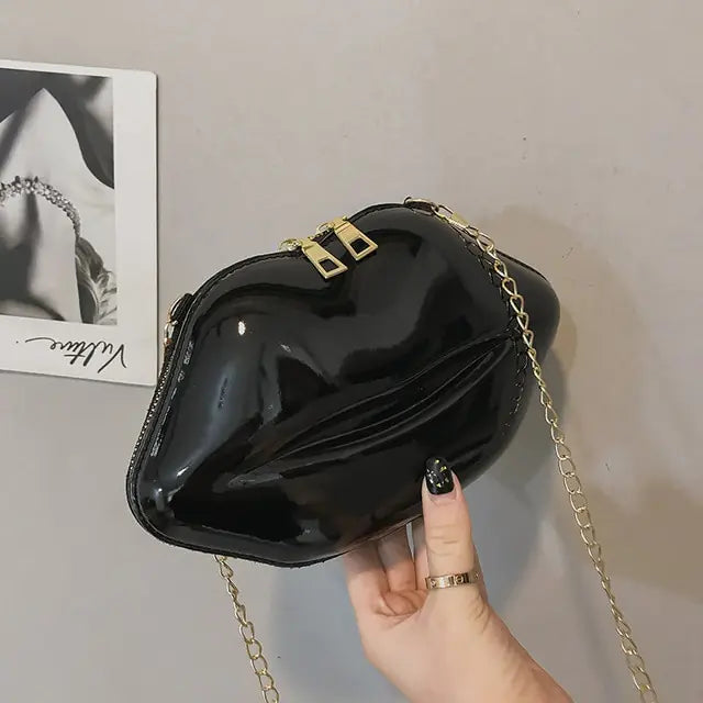 Mini Bags for Women 2023 New Fashion All-match Women's Shoulder Bag PU Solid Color Zipper Crossbody Patent Leather Lip Chain Bag