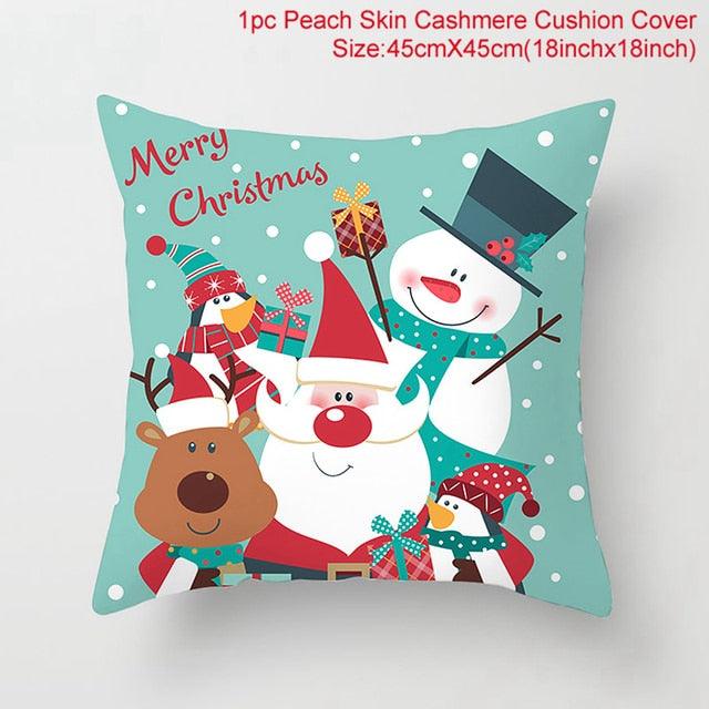Santa Claus Cushion Cover Merry Christmas Christmas Deer Santa Claus Merry Christmas Decorative Sofa Throw Pillow Decorations For Home Christmas Ornament