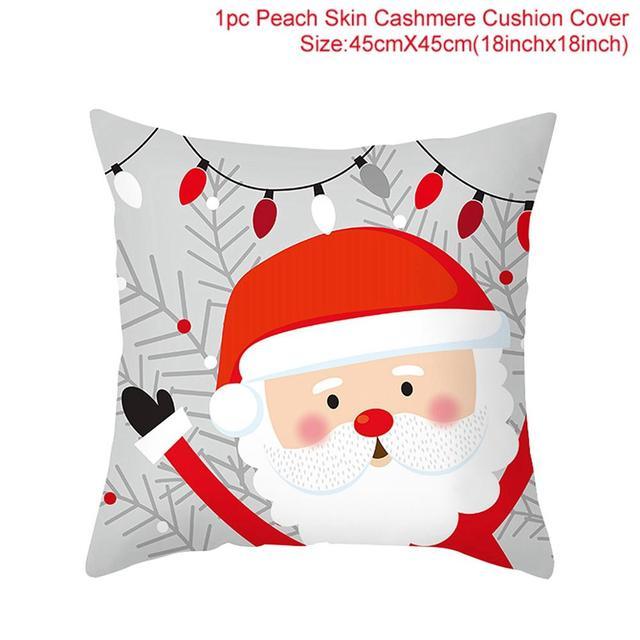 Santa Claus Cushion Cover Merry Christmas Christmas Deer Santa Claus Merry Christmas Decorative Sofa Throw Pillow Decorations For Home Christmas Ornament