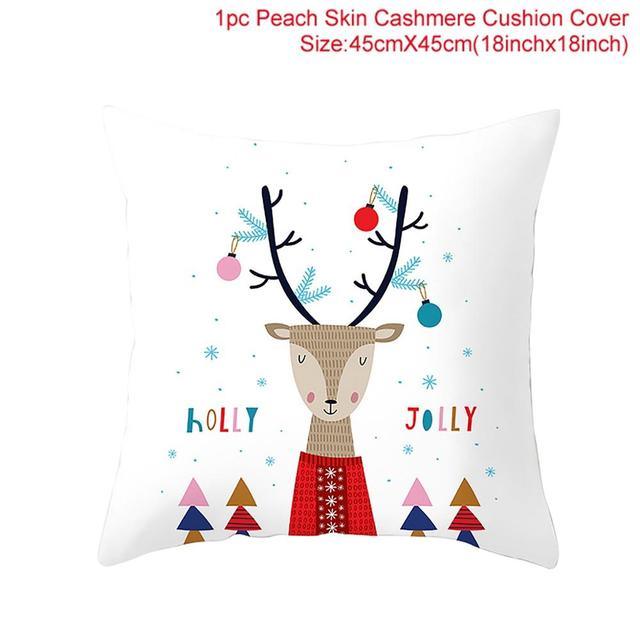 Santa Claus Cushion Cover Merry Christmas Christmas Deer Santa Claus Merry Christmas Decorative Sofa Throw Pillow Decorations For Home Christmas Ornament