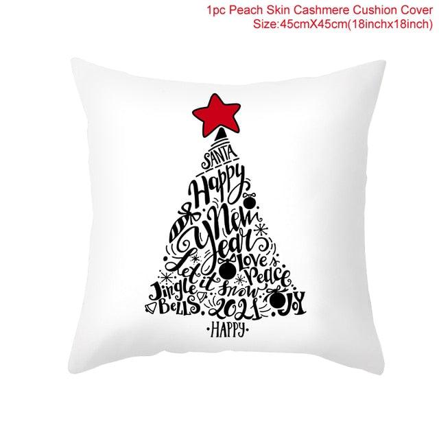 Santa Claus Cushion Cover Merry Christmas Christmas Deer Santa Claus Merry Christmas Decorative Sofa Throw Pillow Decorations For Home Christmas Ornament