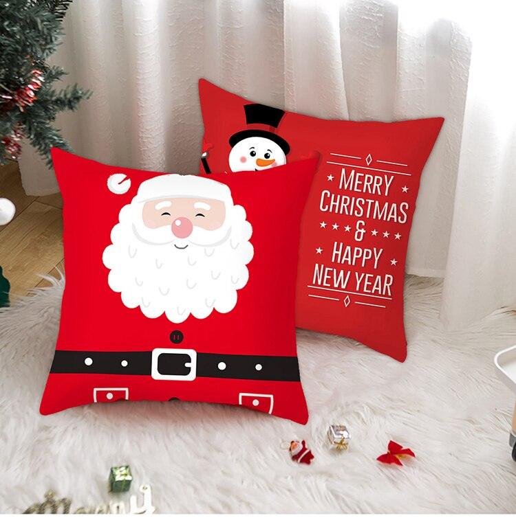 Santa Claus Cushion Cover Merry Christmas Christmas Deer Santa Claus Merry Christmas Decorative Sofa Throw Pillow Decorations For Home Christmas Ornament