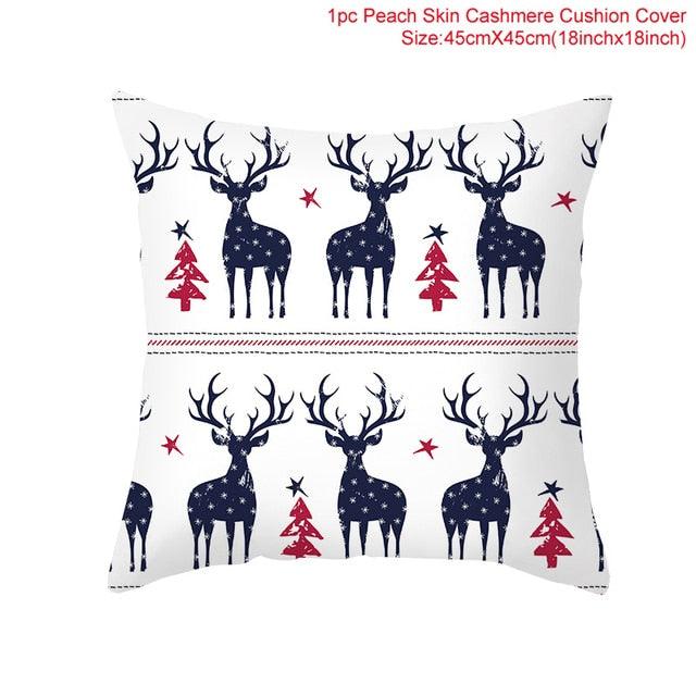 Santa Claus Cushion Cover Merry Christmas Christmas Deer Santa Claus Merry Christmas Decorative Sofa Throw Pillow Decorations For Home Christmas Ornament