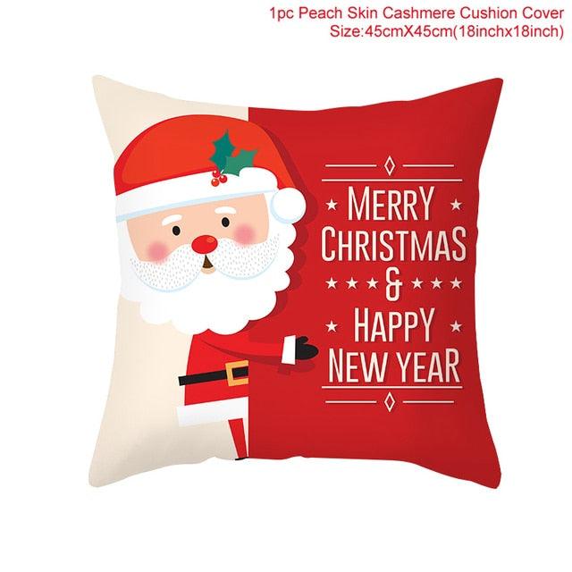 Santa Claus Cushion Cover Merry Christmas Christmas Deer Santa Claus Merry Christmas Decorative Sofa Throw Pillow Decorations For Home Christmas Ornament