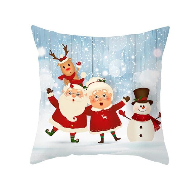 Santa Pillowcase Happy New Year 2022 Merry Christmas Gifts Xmas Decor Christmas 1PCS Pillow Case Sofa Decorative Santa Claus Xmas Throw Pillowcase Cotton Linen Square Cushion Pillow Covers For Home Cushion Cover 45x45CM