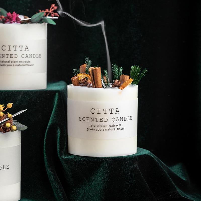 Scented Candle Gift Box With Tray Cover Soy Wax Candle New Year Gift Creative Glass Romantic Scented Candle Balancing Healing Candle Natural Soy Wax White Natural Scented Purifying Candle for Aromatherapy
