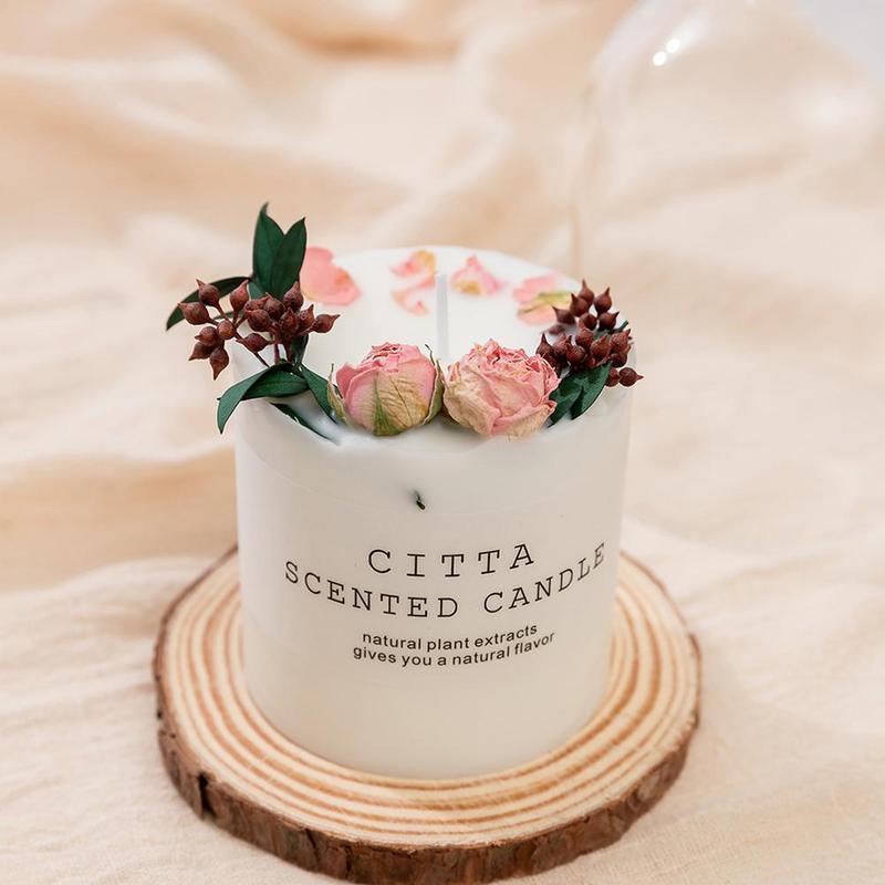 Scented Candle Gift Box With Tray Cover Soy Wax Candle New Year Gift Creative Glass Romantic Scented Candle Balancing Healing Candle Natural Soy Wax White Natural Scented Purifying Candle for Aromatherapy