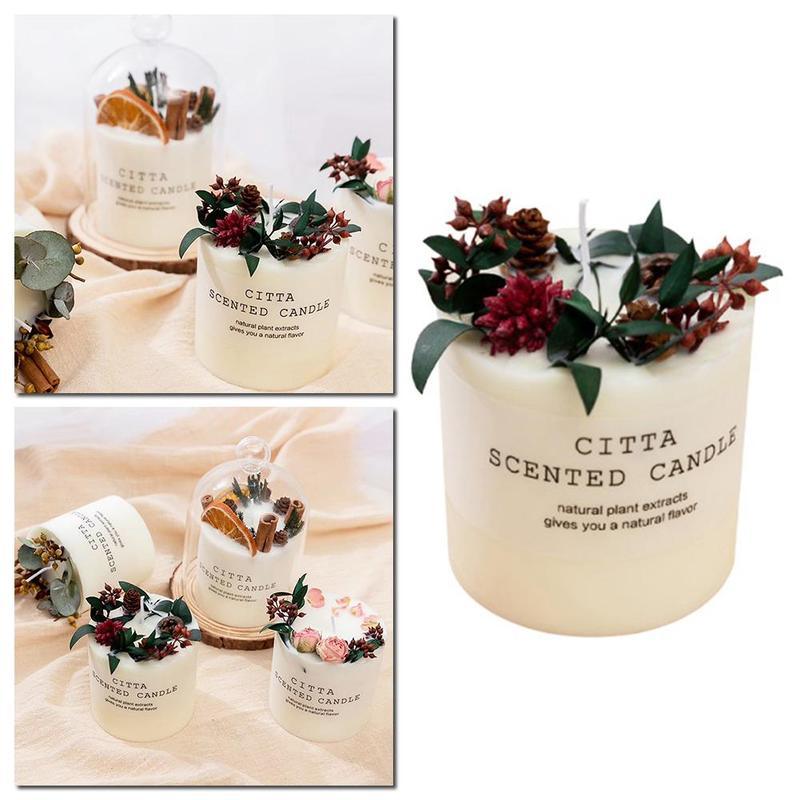 Scented Candle Gift Box With Tray Cover Soy Wax Candle New Year Gift Creative Glass Romantic Scented Candle Balancing Healing Candle Natural Soy Wax White Natural Scented Purifying Candle for Aromatherapy