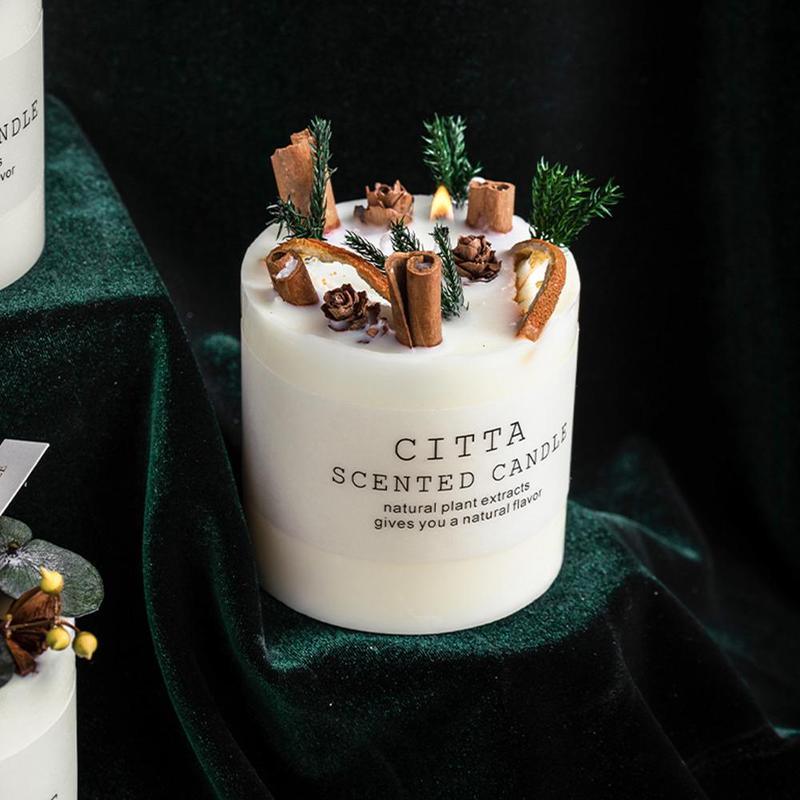 Scented Candle Gift Box With Tray Cover Soy Wax Candle New Year Gift Creative Glass Romantic Scented Candle Balancing Healing Candle Natural Soy Wax White Natural Scented Purifying Candle for Aromatherapy