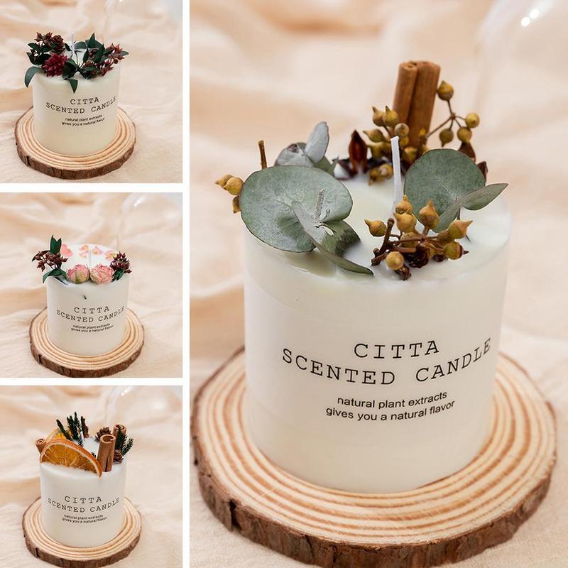 Scented Candle Gift Box With Tray Cover Soy Wax Candle New Year Gift Creative Glass Romantic Scented Candle Balancing Healing Candle Natural Soy Wax White Natural Scented Purifying Candle for Aromatherapy