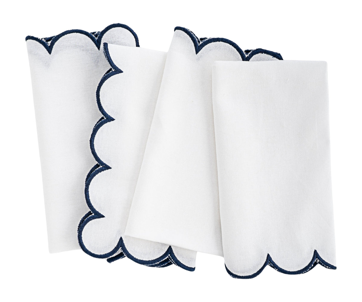 Navy Scalloped Edge Napkins - LongWave