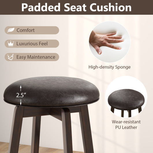 Set of 2 24/29 Inch Upholstered PU Leather Bar Stool with 360 ° Swivel Round Seat-24 Inch