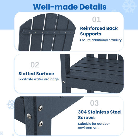 Set of 2 Counter Height Outdoor HDPE Bar Stool with Armrests and Footrest-Navy