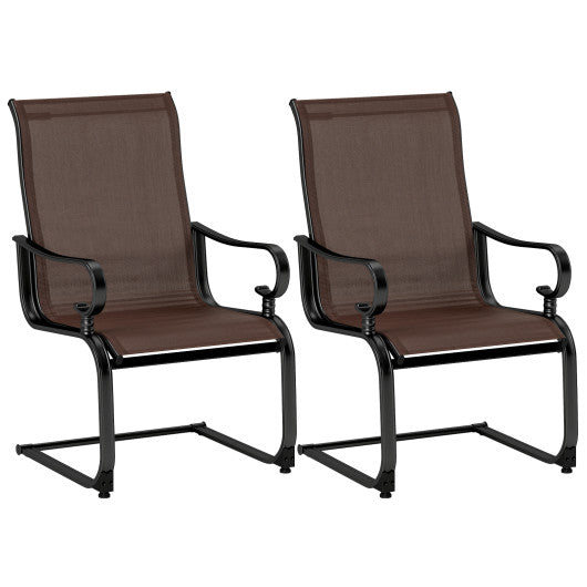 Set of 2 Patio Chairs with Quick-drying and Breathable Fabric for Backyard-Brown