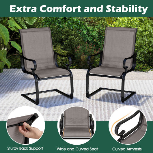 Set of 2 Patio Chairs with Quick-drying and Breathable Fabric for Backyard-Gray