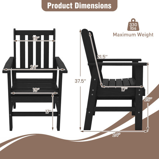 Set of 2 Patio Dining Chairs with Wide Armrests-Black