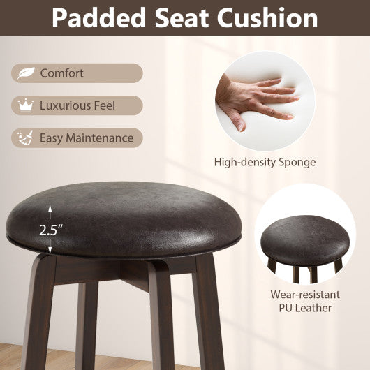 Set of 2 24/29 Inch Upholstered PU Leather Bar Stool with 360 ° Swivel Round Seat-29 inches