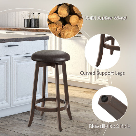 Set of 2 24/29 Inch Upholstered PU Leather Bar Stool with 360 ° Swivel Round Seat-29 inches