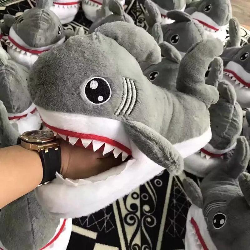 Shark Funny Shoes Girls Indoor Slippers Home Shoes Fashion Plush Warm Slippers Women Winter Cute Shark Cozy Women Slippers With Funny Face Memory Foam Non-Slip Rubber Sole Soft Slip On Home Shoes