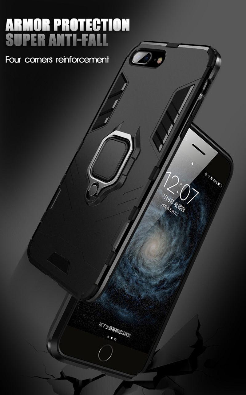 Shockproof Armor Case For iPhone XR iPhone X Xs Xs Max Stand Holder Ring Phone Cover for iPhone 6 6S 6PLUS 7 8 plus Slim Durable Soft Anti-Scratch 360 Degree Rotating Ring Holder Kickstand Protective With Magnetic Case