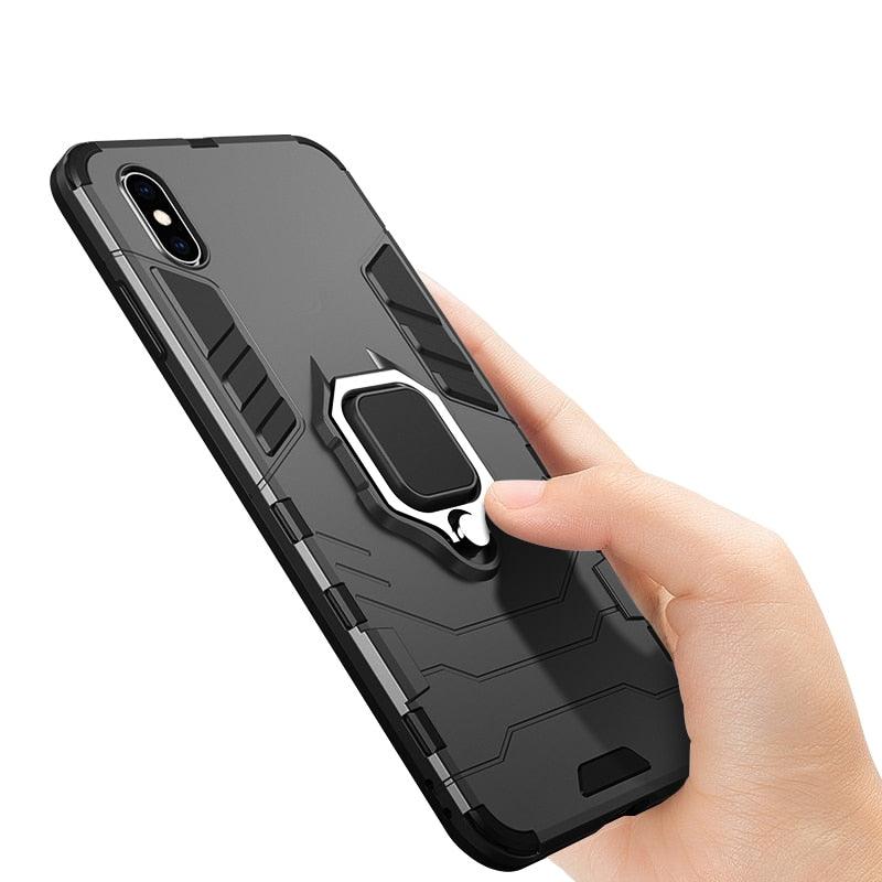 Shockproof Armor Case For iPhone XR iPhone X Xs Xs Max Stand Holder Ring Phone Cover for iPhone 6 6S 6PLUS 7 8 plus Slim Durable Soft Anti-Scratch 360 Degree Rotating Ring Holder Kickstand Protective With Magnetic Case
