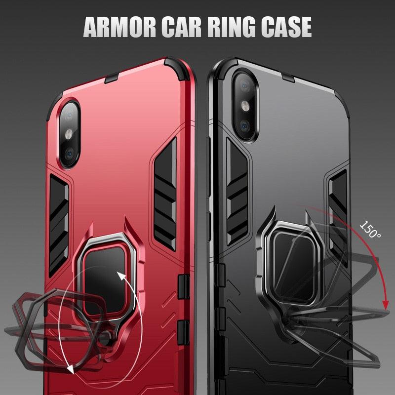 Shockproof Armor Case For iPhone XR iPhone X Xs Xs Max Stand Holder Ring Phone Cover for iPhone 6 6S 6PLUS 7 8 plus Slim Durable Soft Anti-Scratch 360 Degree Rotating Ring Holder Kickstand Protective With Magnetic Case