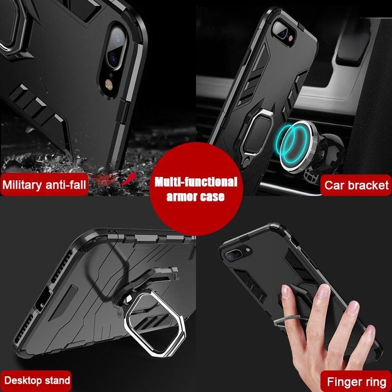 Shockproof Armor Case For iPhone XR iPhone X Xs Xs Max Stand Holder Ring Phone Cover for iPhone 6 6S 6PLUS 7 8 plus Slim Durable Soft Anti-Scratch 360 Degree Rotating Ring Holder Kickstand Protective With Magnetic Case