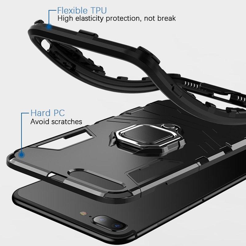 Shockproof Armor Case For iPhone XR iPhone X Xs Xs Max Stand Holder Ring Phone Cover for iPhone 6 6S 6PLUS 7 8 plus Slim Durable Soft Anti-Scratch 360 Degree Rotating Ring Holder Kickstand Protective With Magnetic Case