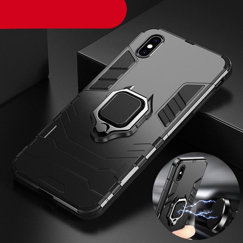 Shockproof Armor Case For iPhone XR iPhone X Xs Xs Max Stand Holder Ring Phone Cover for iPhone 6 6S 6PLUS 7 8 plus Slim Durable Soft Anti-Scratch 360 Degree Rotating Ring Holder Kickstand Protective With Magnetic Case