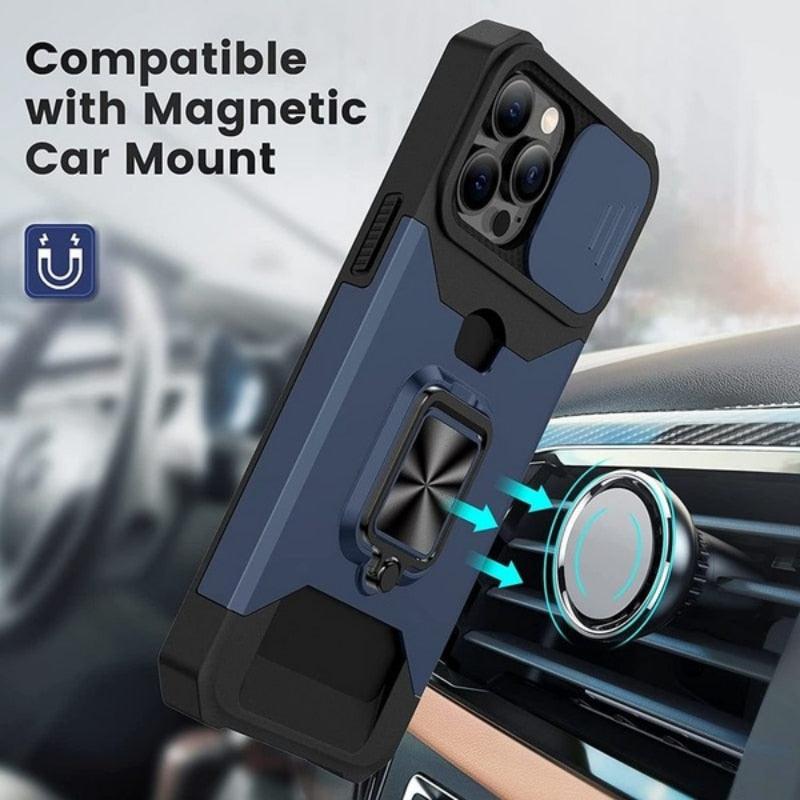 Shockproof Camera Cover & Kickstand Heavy Duty Protective Case Suitable For iPhone 14 Pro Max Card Push Anti-fall Mobile Phone Case iPhone 13 12 11 Pro Max Ring Protective Cover