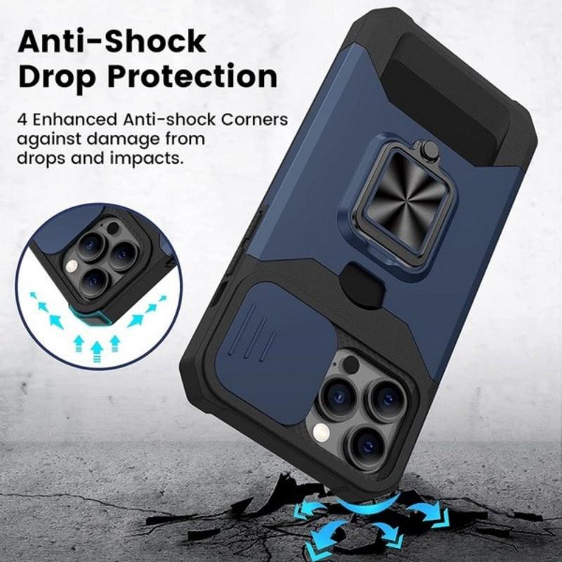 Shockproof Camera Cover & Kickstand Heavy Duty Protective Case Suitable For iPhone 14 Pro Max Card Push Anti-fall Mobile Phone Case iPhone 13 12 11 Pro Max Ring Protective Cover