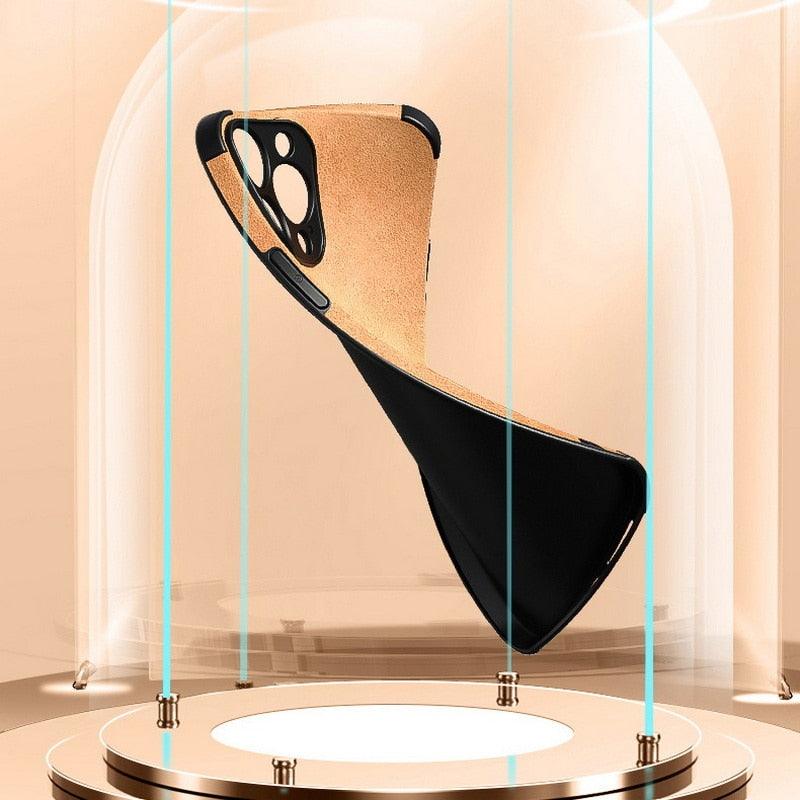Shockproof Leather Texture Case For iPhone 8 7 Plus Soft Silicone Bumper Camera Protection Phone Cover Luxury Elegant PU Leather Flexible Bumper Non-Slip Grip Shockproof Full Body Protective Cover
