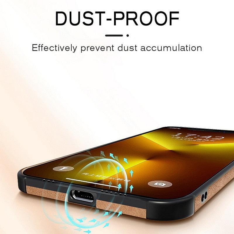 Shockproof Leather Texture Case For iPhone 8 7 Plus Soft Silicone Bumper Camera Protection Phone Cover Luxury Elegant PU Leather Flexible Bumper Non-Slip Grip Shockproof Full Body Protective Cover