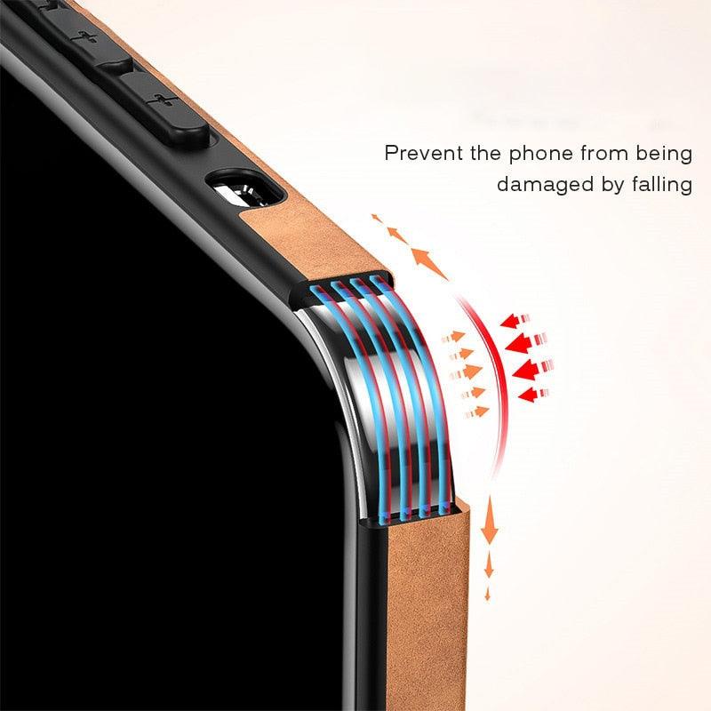Shockproof Leather Texture Case For iPhone 8 7 Plus Soft Silicone Bumper Camera Protection Phone Cover Luxury Elegant PU Leather Flexible Bumper Non-Slip Grip Shockproof Full Body Protective Cover