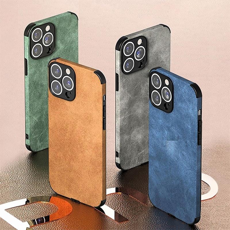 Shockproof Leather Texture Case For iPhone 8 7 Plus Soft Silicone Bumper Camera Protection Phone Cover Luxury Elegant PU Leather Flexible Bumper Non-Slip Grip Shockproof Full Body Protective Cover
