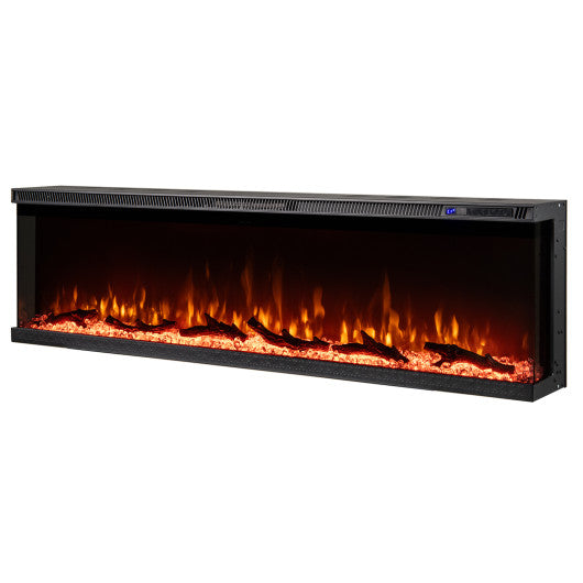 36/40/50/60 Inch Wide 3-Sided Electric Fireplace Insert with Remote Control and 12 Flame Colors-60 inch